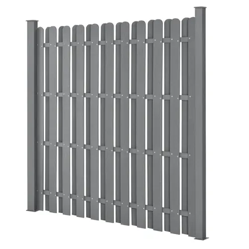 Kit De 3 Clôtures Barrière Brise Vue Brise Vent Bois Composite (wpc) Gris 185 X 562