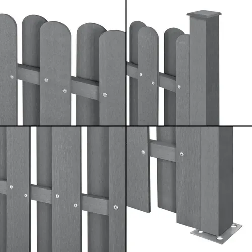 Kit De 3 Clôtures Barrière Brise Vue Brise Vent Bois Composite (wpc) Gris 185 X 562
