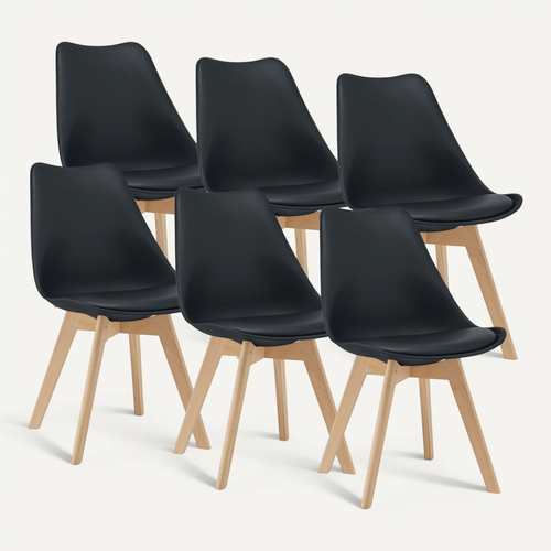 Lot De 6 Chaises De Salle à Manger Simili Hêtre Noir 03_0006782