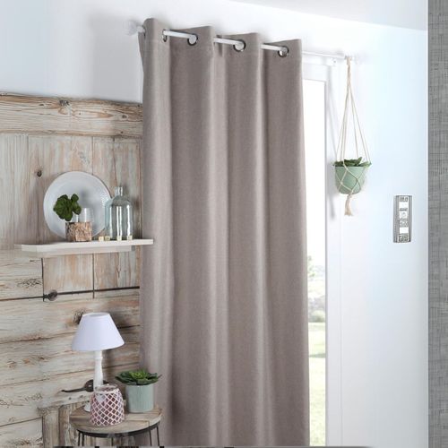 Rideau Occultant Uni Tramé - 140x260 Cm - Beige