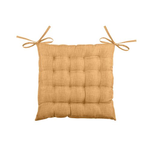 Galette De Chaise Unie En 16 Points - 40x40 Cm - Jaune Ocre