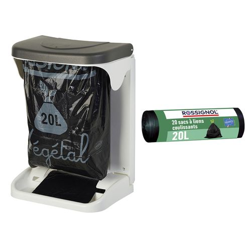 Poubelle Intérieur Placard Cuisine 20l Avec Dérouleur De Sac Et 20 Sacs Poubelle 20l - Ino Rossignol