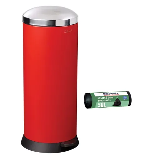 Poubelle De Cuisine à Pédale 30l Et 10 Sacs Poubelle 50l - Bomba Rossignol