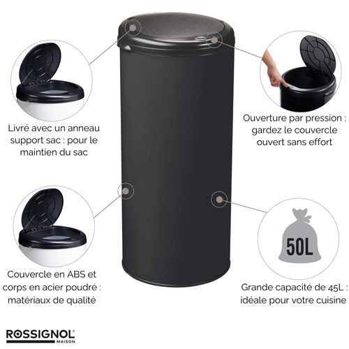 Poubelle De Cuisine Touch 45l Fabriqué En France - Handtouch Rossignol