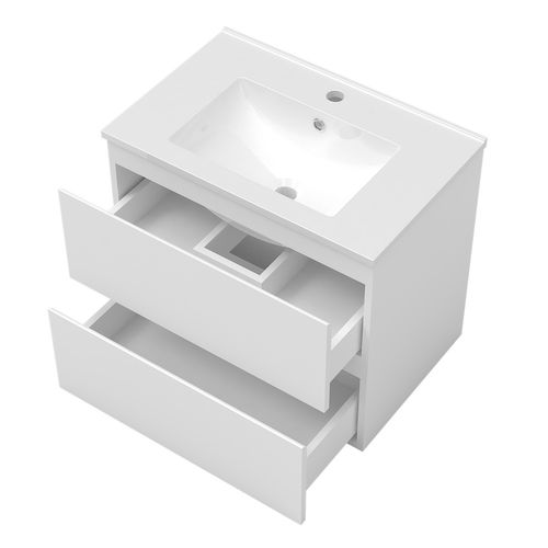 Ensemble Meuble De Salle De Bain 80cm, Vasque + Colonne + LED Miroir,blanc