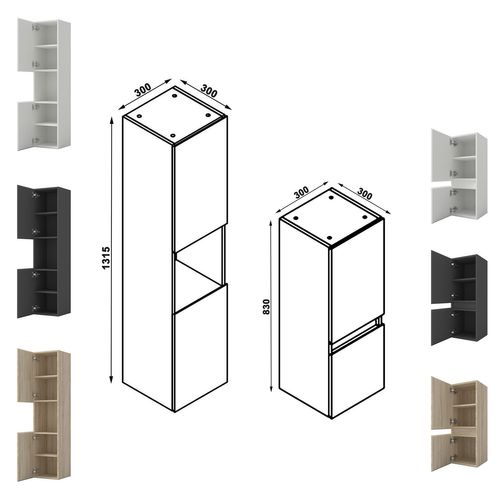 Ensemble Meuble De Salle De Bain 80cm, Vasque + Colonne + LED Miroir,blanc