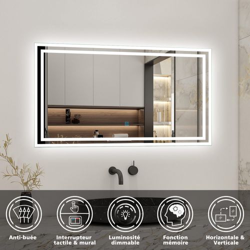 Ensemble Meuble De Salle De Bains 120cm, Double Vasque Et Colonne Et LED Miroir,anthracite