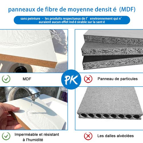 Meuble De Salle De Bain à Deux Tiroirs Avec Lavabo Et Miroir LED Antibuée - Blanc L.100cm Suspendu