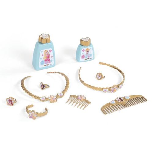 Coiffeuse Enfant 2 En 1 - Miroir Ajustable, Tabouret Et Accessoires