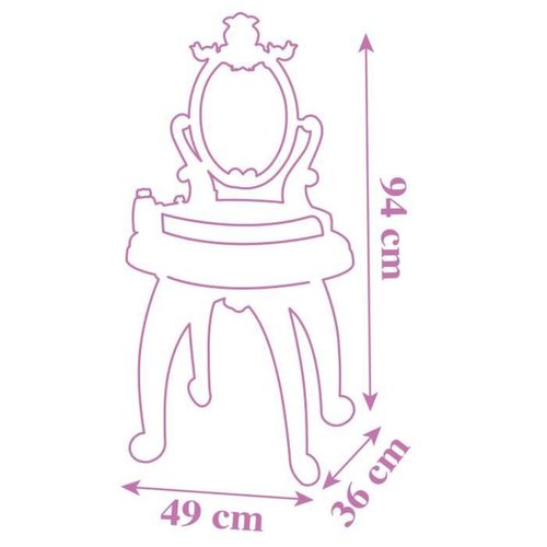 Coiffeuse Enfant 2 En 1 - Miroir Ajustable, Tabouret Et Accessoires