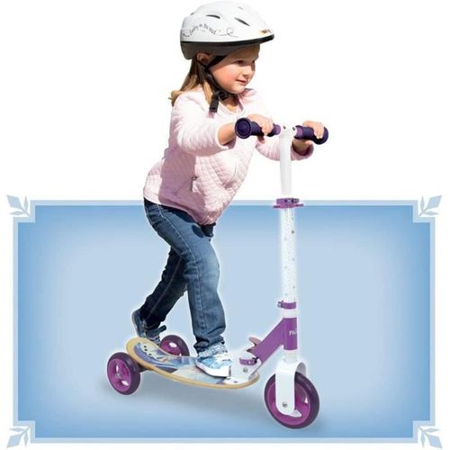 Trottinette Pliable 3 Roues La Reine Des Neiges – Bois et Métal, Guidon Réglable