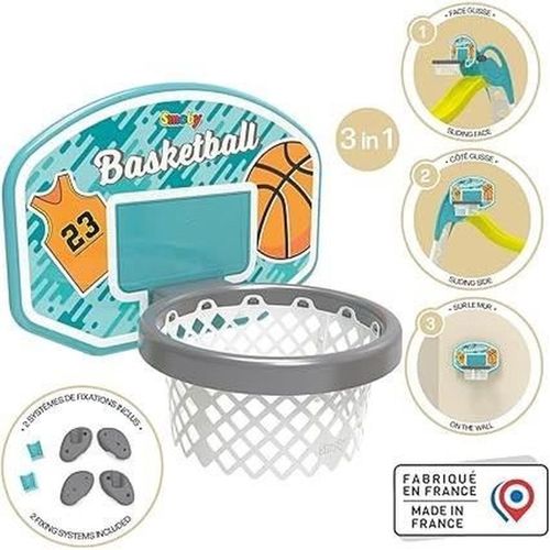 Panier De Basket 3-en-1 Pour Toboggan - Bleu, Montage Sans Outil, Dès 3 Ans