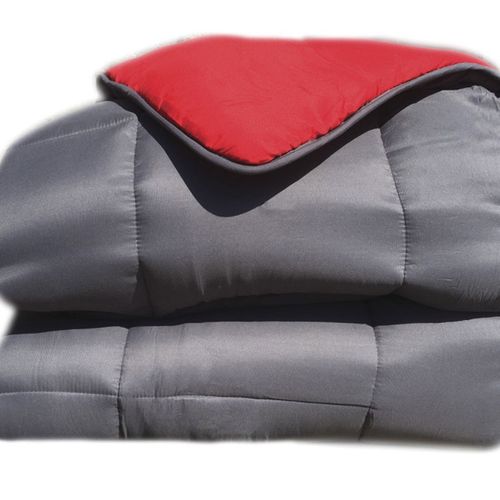 Couette Chaude Microfibre Bicolore 400 Gr/m2 - 240x220 Cm - Gris Anthracite