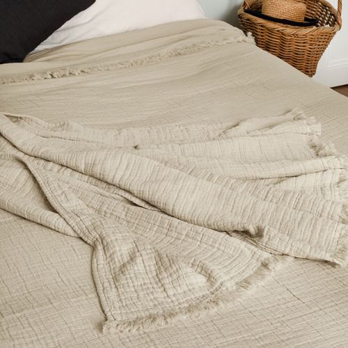 Dessus De Lit En Gaze De Coton - 180 X 250 Cm - Galet