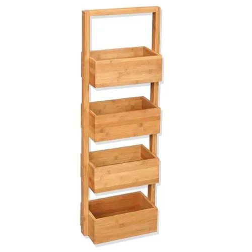 Etagère Pour Salle De Bain - Bambou - 4 Niveaux - 28 X H. 88 Cm