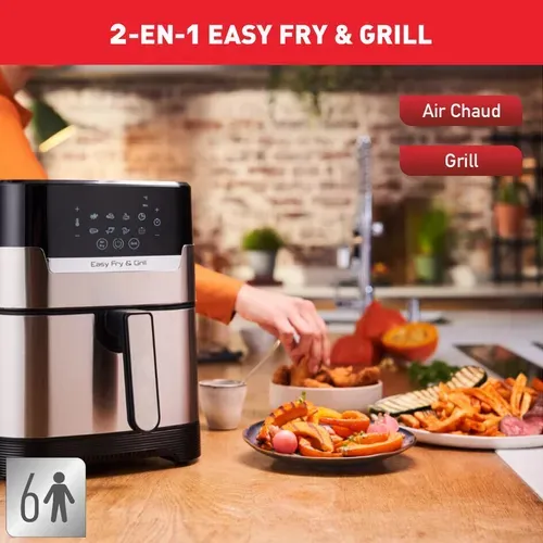 Friteuse Sans Huile + Grill - 4,2 L - Température Réglable - 8 Programmes Automatiques - Ez505d10