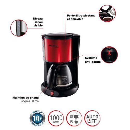Cafetière Noir/inox Rouge Subito Fg360d11