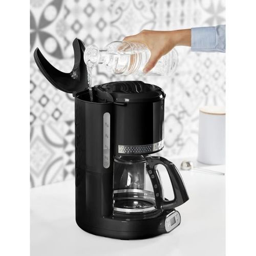 Cafetière Filtre Programmable 10/15 Tasses - Verseuse Verre 1.25 L - 1000 W - Noir - Fg380b10 Soleil