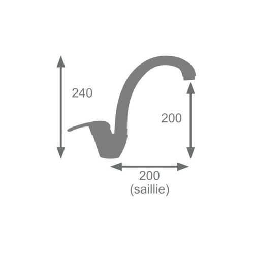 Mitigeur évier Newbury Chromé Bec Pivotant Cartouche Céramique D.35