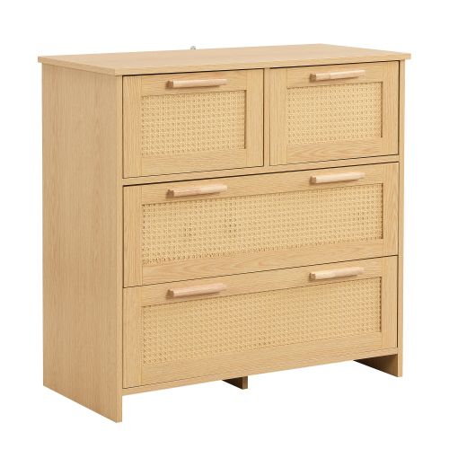 Meuble En Rotin De Haute Qualité En Bois Massif Pour Salon Ou Chambres 80x80x38cm, Bois Clair