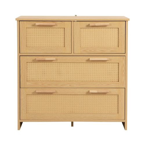 Meuble En Rotin De Haute Qualité En Bois Massif Pour Salon Ou Chambres 80x80x38cm, Bois Clair