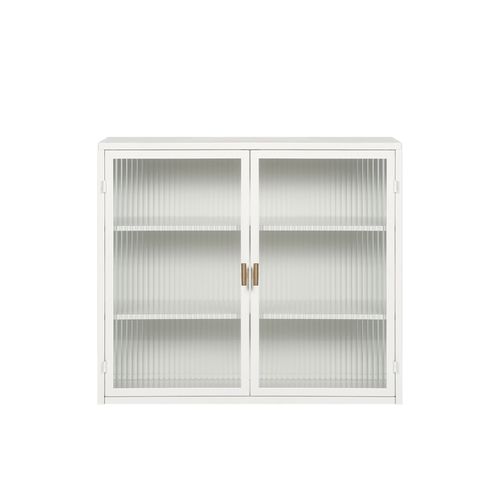 Armoire Murale Avec Portes En Verre, Avec Trois Compartiments, 70x23x59cm, Blanc