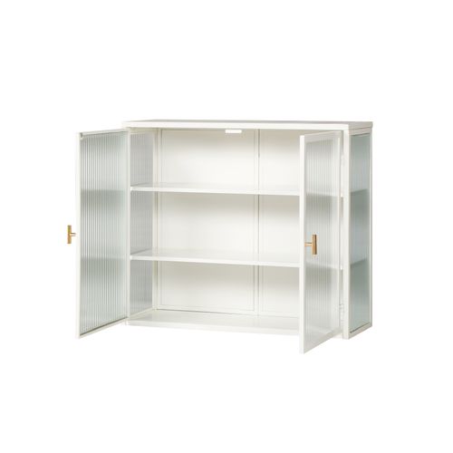 Armoire Murale Avec Portes En Verre, Avec Trois Compartiments, 70x23x59cm, Blanc