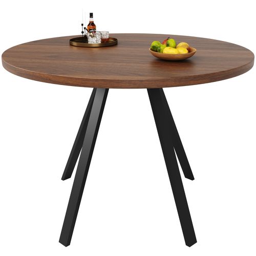 Table Ronde Avec Chaises En Velours Et Table En Noyer