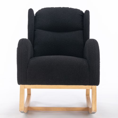 Fauteuil à Bascule En Tissu Teddy Avec Repose-Tête Et Repose-Pied