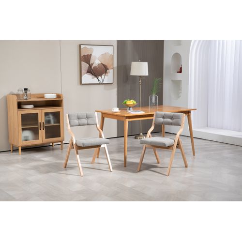 Lot De 2 Chaises Pliantes Avec Coussin En Velours Rembourrée Et Cadre En Bois, Gris