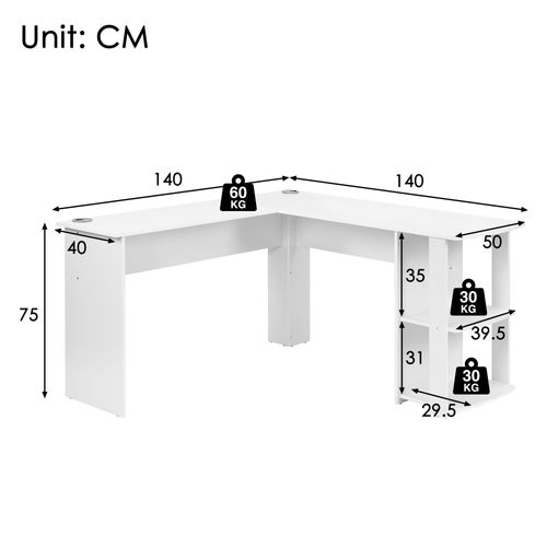 Bestier Bureau D'ordinateur 140 cm avec Étagère pour Moniteur, Bureau de Jeu avec Étagères
