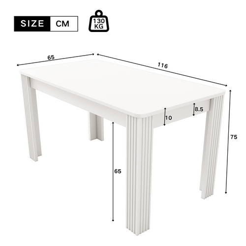 Table De Salle à Manger Contemporaine, Table à Manger Robuste, Table à Quatre Pieds,blanc