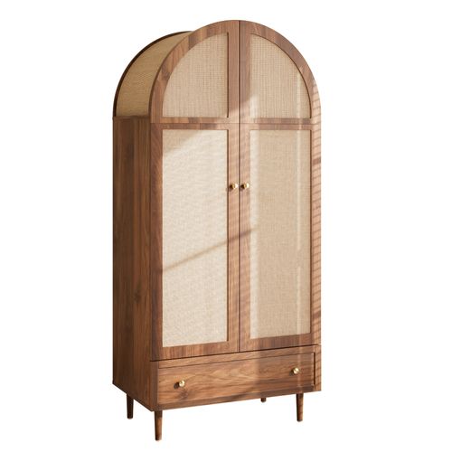 Armoire 79x50x175 Avec Portes Et Tiroirs En Tissu, Base Stable En Bois