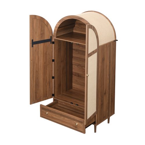 Armoire 79x50x175 Avec Portes Et Tiroirs En Tissu, Base Stable En Bois