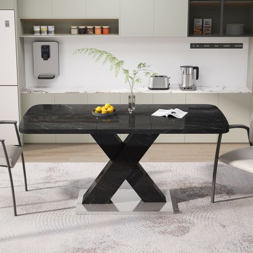 Table à Manger Rectangulaire Moderne 120 Cm-160 Cm - Extensible - Noir