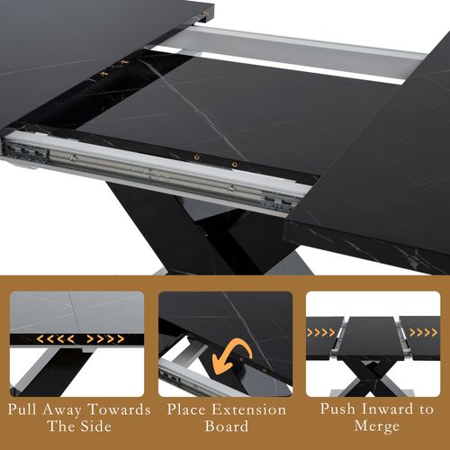 Table à Manger Rectangulaire Moderne 120 Cm-160 Cm - Extensible - Noir