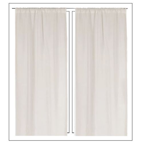 Paire De Petits Voilages Droits Unis - 45x180 Cm - Naturel