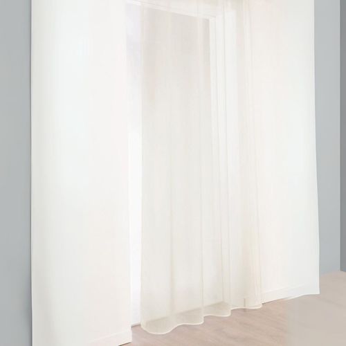 Voilage Imitation Lin À Galon Fronceur - 145x260 Cm - Naturel