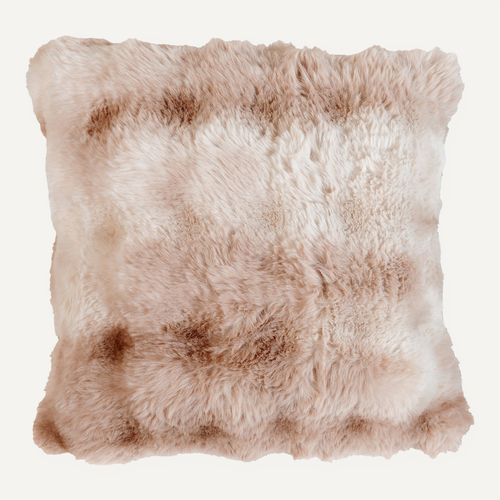 Coussin Imitation Fourrure Doux Aspect Ombré - 45x45 Cm - Marron Brun
