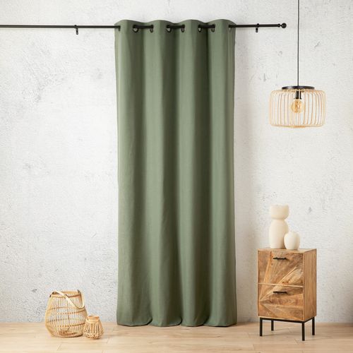 Rideau Aspect Lin à Oeillets - 135x260 Cm - Vert