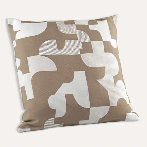 Coussin Jacquard Géométrique Texturé Rétro - 45x45 Cm - Taupe