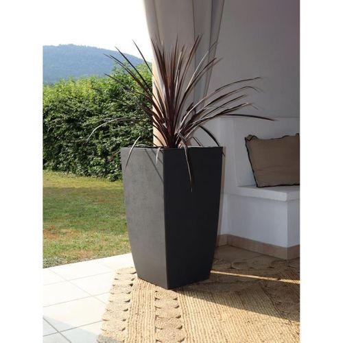 Bac à Fleurs Diva Basalt - Gris Anthracite - 42 L - 43,5 X 43,5 X H.78.2 Cm - Bac Intérieur Amovible
