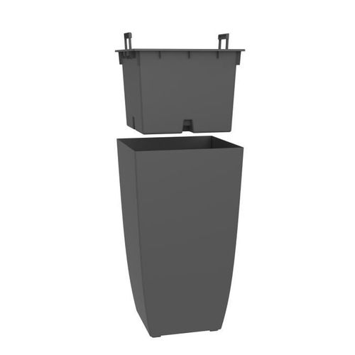 Bac à Fleurs Diva Basalt - Gris Anthracite - 42 L - 43,5 X 43,5 X H.78.2 Cm - Bac Intérieur Amovible