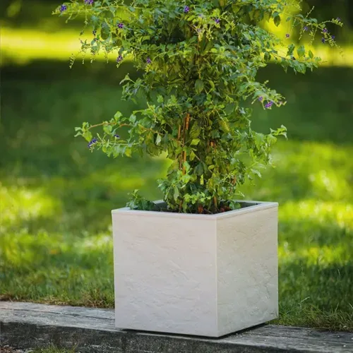 Pot Carré Volcania Up 29,5 Cm - 21 L - Beige Calcaire