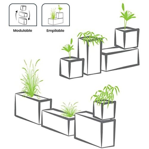 Pot Carré Volcania Up 29,5 Cm - 21 L - Beige Calcaire