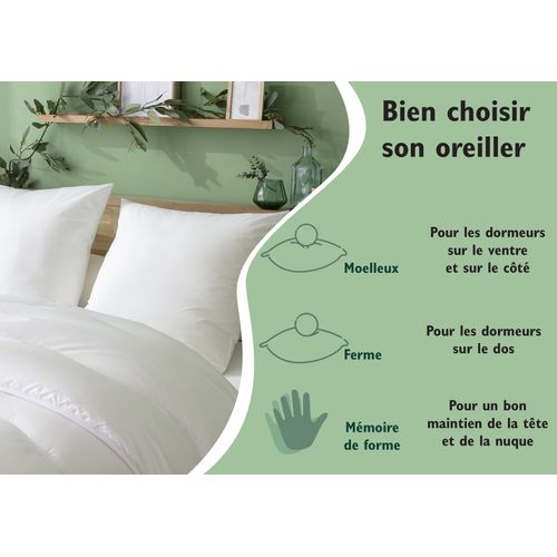 Lot de 2 oreillers 60 x 60 cm polyester moelleux blanc