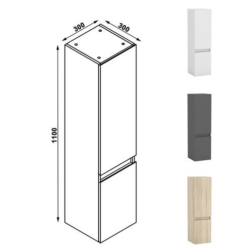 Ensemble Meuble Salle De Bain 120cm Avec Lavabo, Miroir LED + 2 Colonnes 110cm, Anthracite