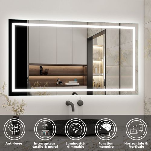 Ensemble Meuble Salle De Bain 120cm Avec Lavabo, Miroir LED + 2 Colonnes 110cm, Anthracite