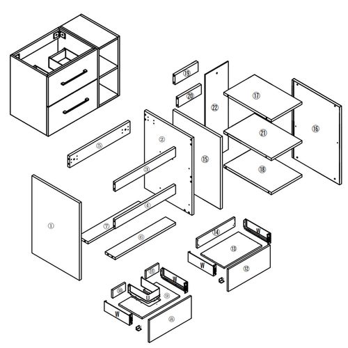 Ensemble Meuble Salle De Bain, Meuble 2 Tiroirs, Vasque Et Miroir De Rangement, 79cm