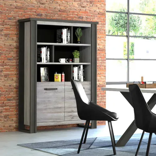 Bibliothèque BAXTER imitation chêne gris vue d'ambiance 1